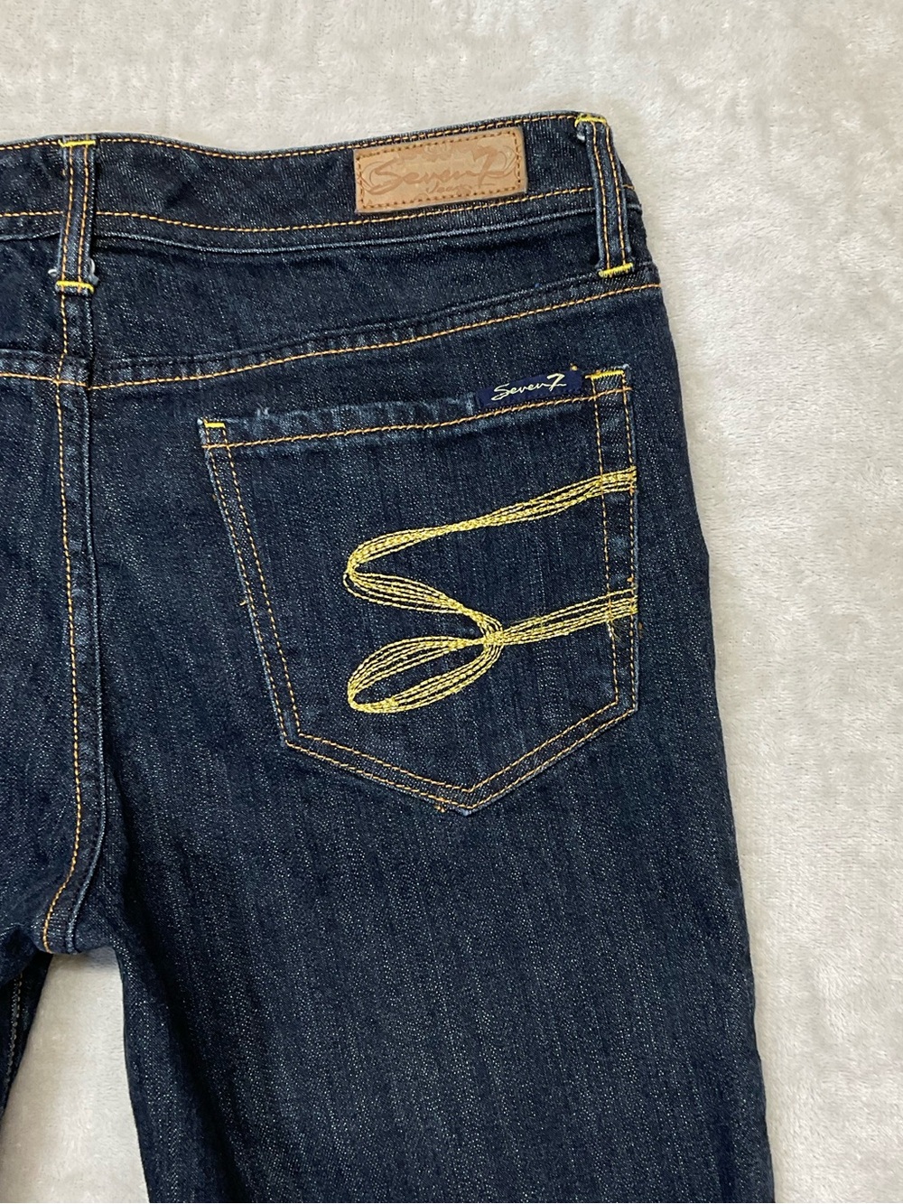Seven 7 Flare Mid Rise Jeans Womens Size 32 Long Dark Wash